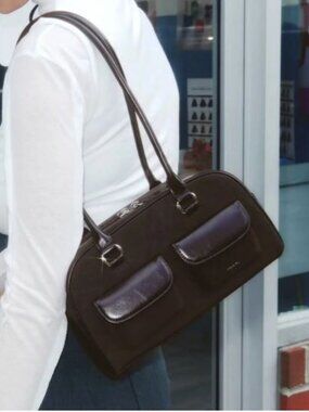 STAND OIL Chubby Shoulder Bag Brown Suede Maron Combi Color